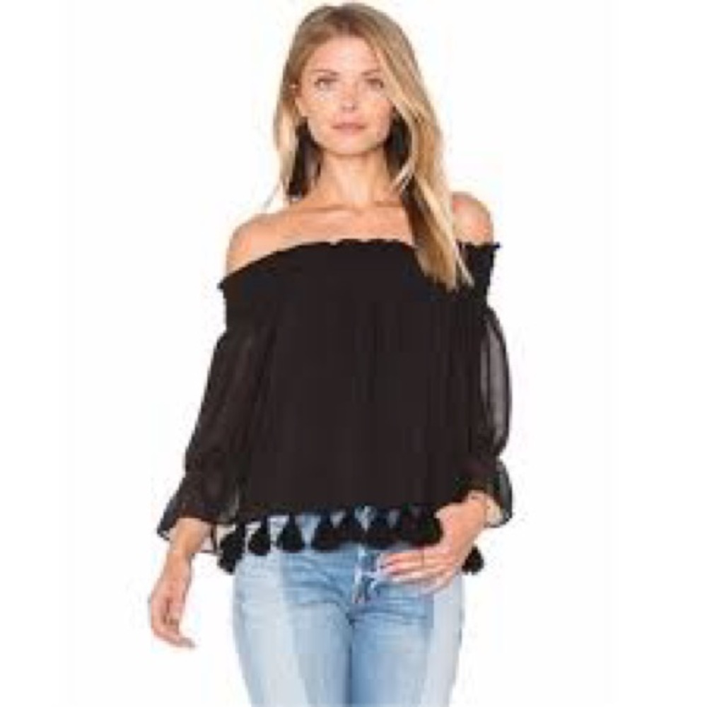 Misa Los Angeles Black Off-Shoulder Blouse